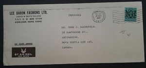 1982 Hong Kong Lee Baron Fashions Airmail Cover ties 90c QE2 stamp to Canada - Picture 1 of 3