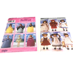 Butterick 4699 Doll 18 in Clothes Pattern Simplicity 5673 11.5 in Disney Princes - Picture 1 of 8