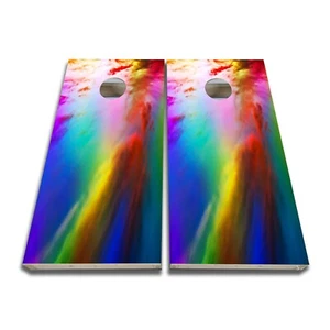 Splash Regenbogen Cornhole Board Wrap Set laminiert Cornhole Aufkleber Set - Bild 1 von 4