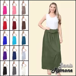 Womens Fold Over Maxi Skirt Plain Pleated Waist Jersey Summer Gypsy Long Skirt - Picture 1 of 68