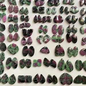 Natural Ruby Zoisite Loose Spiritual Cabochon Pair Gemstone For Jewelry Supply - Picture 1 of 5