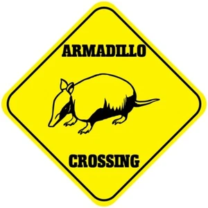 Yellow Aluminum Crossing Sign Armadillo Cross Xing Style A Diamond Street Signal - Picture 1 of 4