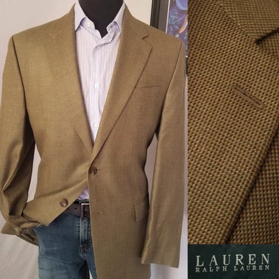 Ralph Lauren Hombres Blazer 42L/44L Dorado Oliva Cuadros Abrigo Deportivo Chaqueta Lana Seda Foto 1 de 4