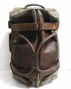 Zaino grande Bob Timberlake verde oliva tela pelle ruote borsone bagaglio - Foto 1 di 12