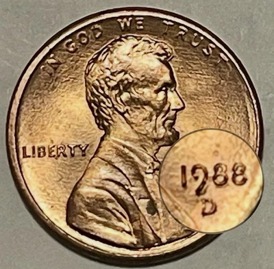 Anverso de doble matriz DDO/RDA error centavo 1988D Foto 1 de 4