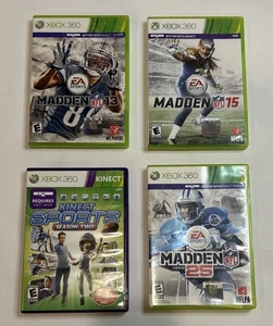 Xbox 360 Video Game Lot Of 4 Madden 13,15,25 and Kinect Sports Season 2 - Picture 1 of 6