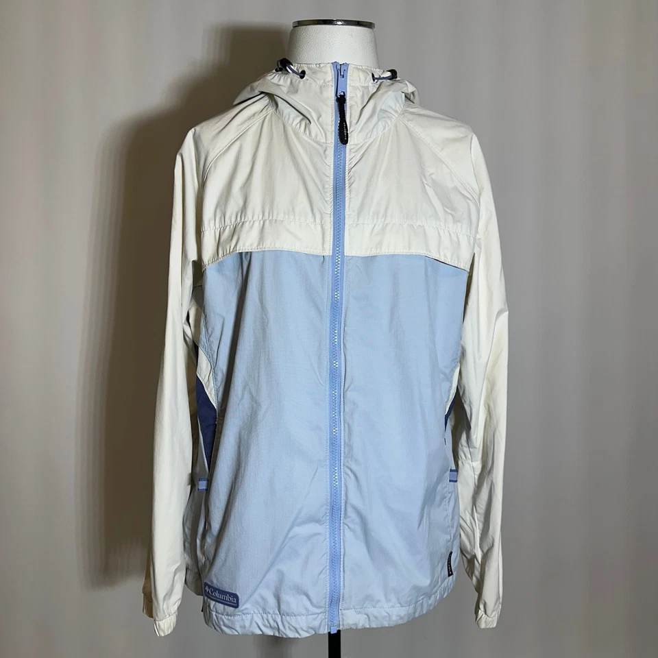 Columbia Womens Size Large Hooded Windbreaker Jacket Packable Lightweight Blue - Image 1 of 4
