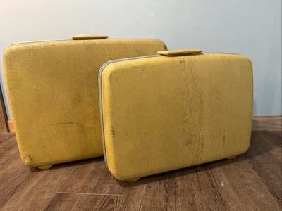 Juego de 2 maletas vintage Samsonite Silhouette carcasa rígida mostaza Foto 1 de 4