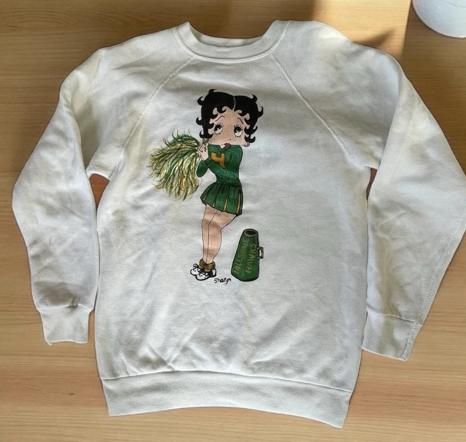 VTG BETTY SWEATSHIRT  Cheerleader Back Lauren Anne Sz Girls L 14-16 90s 1994 - Image 1 of 4