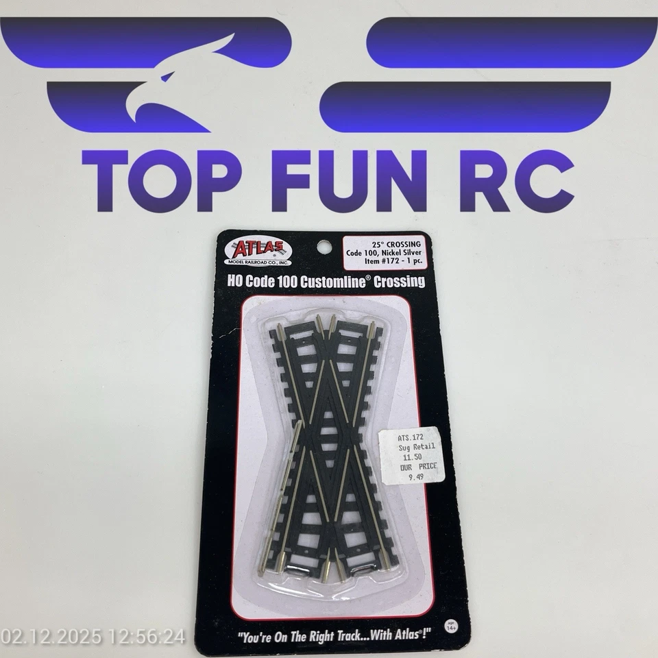 ATLAS HO-GAUGE #172 CODE 100 NICKEL SILVER 25 DEGREE CROSSING - Image 1 of 1