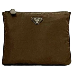 Prada pouch ec-22889 brown tessuto nylon 59 PRADA plate triangle case - Picture 1 of 10