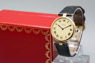 [Vintage/Caja] Reloj Cartier Must Vendome 590003 Cuarzo 30mm Unisex De JAPÓN Foto 1 de 4