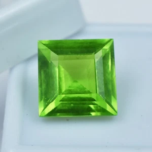 10.40 Ct Square Cut NATURAL Impressive Green Peridot CERTIFIED Loose Gemstone A+ - Picture 1 of 7