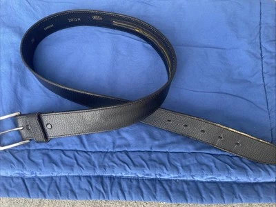 Vintage TEXTAN black cowhide leather belt hidden zipper silver buckle Size 38 - Image 1 of 4