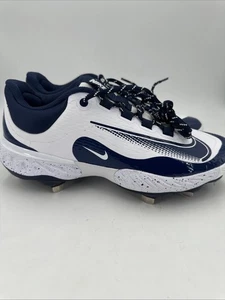 Nike Alpha Huarache Elite 4 Low Baseball Cleats White Navy FD2745-107 Men's 9.5 - Picture 1 of 9