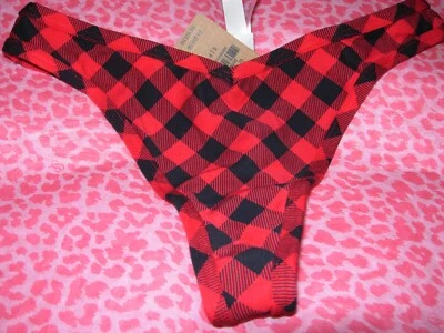Victoria's Secret PINK XMAS Holiday Thong String V-Cut Christmas Plaid NWT - Image 1 of 4