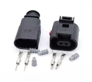 VW AUDI VAG 2 Pin Male & Female Connector Sensor Plug Kit 1J0973802 1J0973702 UK - Picture 1 of 6