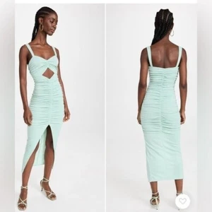 NEU Saylor Damen Maxikleid Merilyn Metallic Mint Strick Cutout Rüschen Gr. S - Bild 1 von 9