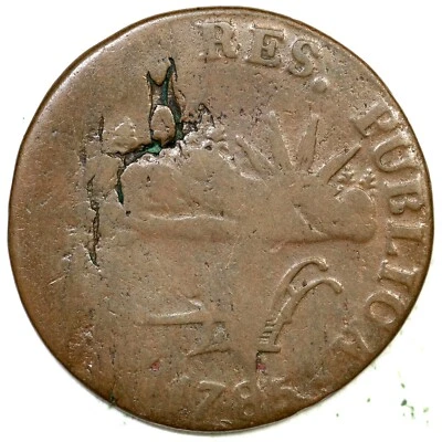 1785 RR-2 R-3 VERMONTS Landscape Vermont Colonial Copper Coin - Image 1 of 2