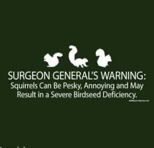 Camiseta Ardilla S M L XL XXL NUEVA CON ETIQUETAS Cirujano General Advertencia Algodón Nueva - Imagen 1 de 3