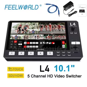 Feelworld L4 5 Channel HD Video Switcher 10.1" Touch SDI/HDMI Multi-Format Mixer - Picture 1 of 7