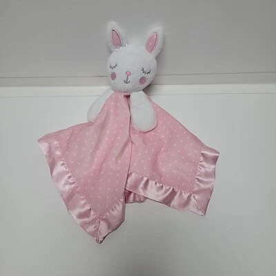 Manta de seguridad para bebé Circo rosa a lunares conejito conejo adorno satinado 14" Foto 1 de 4