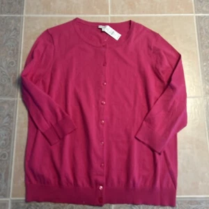 Talbots Cardigan Womans Sz 1X Cotton Blend Sweater Pink Long Sleeve Buttons NWT - Picture 1 of 9