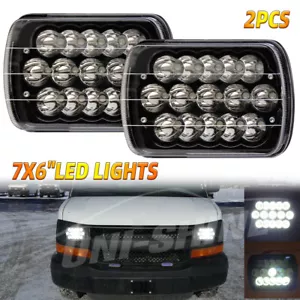 2x Black 7X6" 5x7" LED Headlights For Chevy Express Cargo Van 3500 2500 1500 DOT - Picture 1 of 14