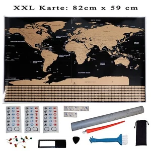 XXL Weltkarte zum Rubbeln Landkarte 82cm x 59 cm mit Zubehör - Bild 1 von 22
