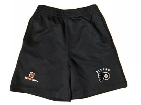 BOYS OFFICAL NHL BLACK ATHLETIC SHORTS M 8/10 PHILADELPHIA FLYERS COOLEST GAME Cover