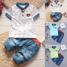 2Pcs Toddler Baby Kids Boys Short Sleeve T-shirt Tops Shorts Outfits Clothes Set