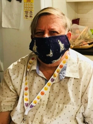 ADULT FACE MASK.  SPACE SHUTTLE THEME.  100% COTTON.  - Image 1 of 3