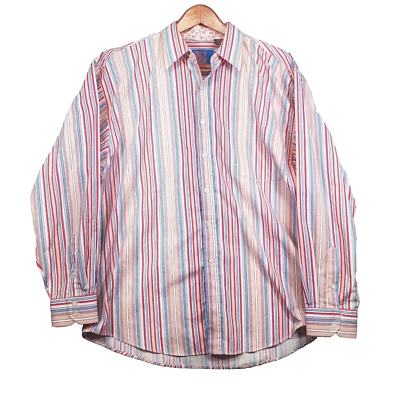 B by Brooklyn Xpress Men's XL Striped Shirt Button Front Flip Cuffs READ - Image 1 of 4
