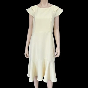 Banana Republic Dress Womens Size 10 Yellow Sheath Pencil Flutter Sleeve - Picture 1 of 9