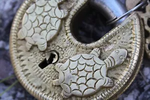 Turtles Heavy Duty Brass Padlock skeleton key fully functional Unique Round lock - Picture 1 of 10
