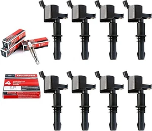 8x Ignition Coils & Motorcraft Spark Plugs SP515/SP546 Ford Lincoln Mercury V8 - Picture 1 of 9