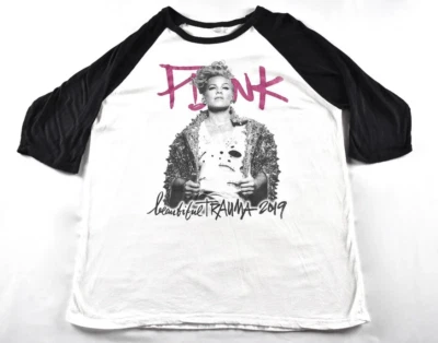 Pink! Beautiful Trama 2019 Half Sleeve Shirt Sz XL Black White - Image 1 of 4