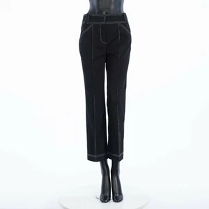 FENDI 845$ Pants Trousers - Black Cotton, White Stitch Details, Bootcut - Picture 1 of 12