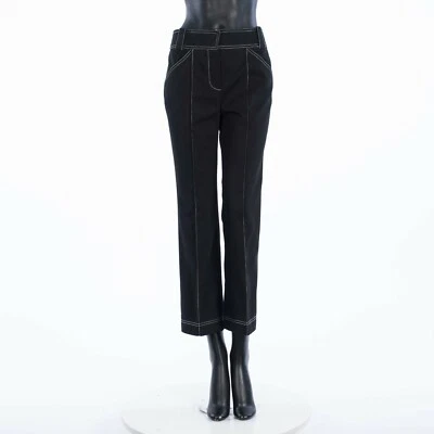 Pantalones pantalones FENDI 845$ - algodón negro, detalles de puntada blanca, corte boot Foto 1 de 4