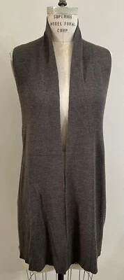 Nanette Lepore Marrón Tejido Mezcla Lana Sin Mangas Abierto Largo Suéter Chaleco Talla Med Foto 1 de 4