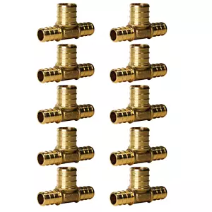100 PEZZI 1/2" X 1/2" X 3/4" PEX TEE RACCORDI A CRIMPARE IN OTTONE (SENZA PIOMBO) - Foto 1 di 9