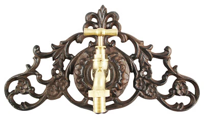 Wasseranschluss Zierrosette Eisen Wasserhahn Garten Brunnen braun Antik-Stil - Bild 1 von 3