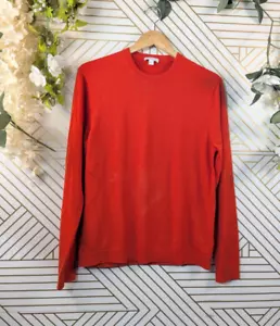 COS Men's Orange Knit Crewneck Sweater Long Sleeve Soft Size Medium READ - Picture 1 of 8