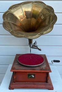 Antikes Trichtergrammophon „His Master’s Voice“ altes Grammophon + Trichter - Bild 1 von 3