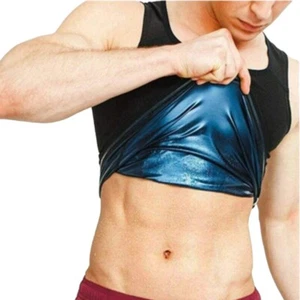Neoprene Sauna Vest Sweat Gym Body Shaper Waist Slimming Top Fat Burn Shirt Men - Picture 1 of 8