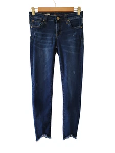 Kut from the Kloth Connie Ankle Skinny Jeans Blue Distressed Raw Hem Size 0 - Picture 1 of 10