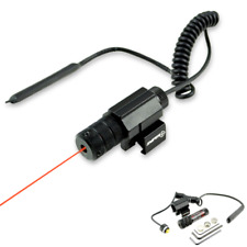 Rail Mounted Red Laser Sight with Remote Pressure Switch Pad & Cable +  Battery