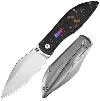 Cuchillo Plegable Artesanal Weyden 3.25" S90V Hoja de Acero Fibra de Carbono/Mango de Titanio Foto 1 de 4