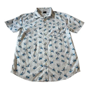 Disney Donald Duck Button Up Shirt Cartoon Print Mens Short Sleeve Medium - Picture 1 of 6