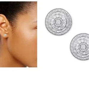 Diamond Multi-Halo Stud Earrings (1/10 ct. t.w.) in Sterling Silver, NIB - Picture 1 of 6